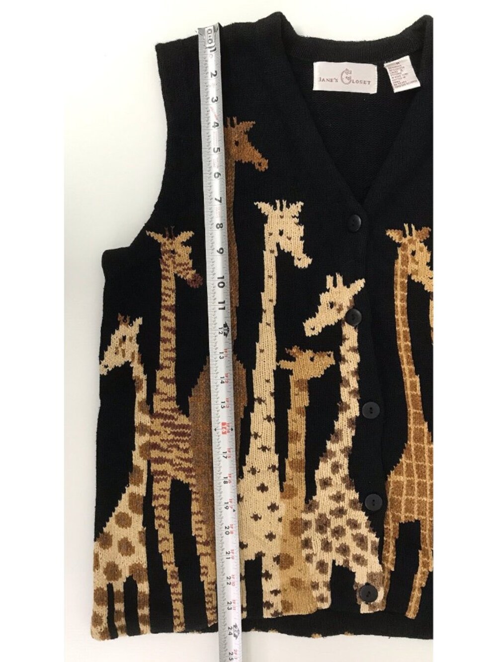 Vintage Jane's Closet Giraffe Knit Sweater Vest Women's M Safari Teacher Core - Picture 11 of 13